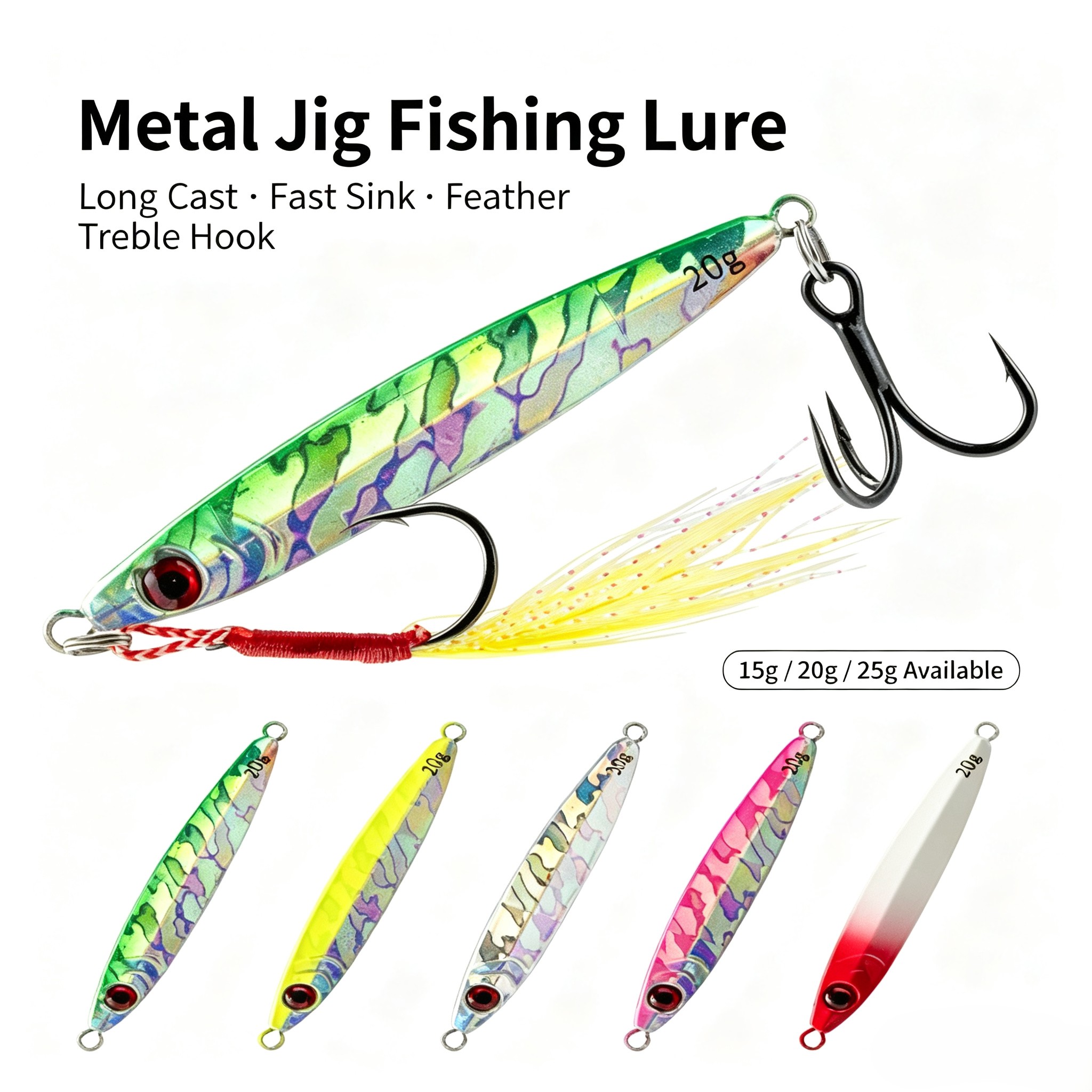 Fishing Hook Treble - 3Pcs Metal Jig Lure Set Asymmetric
