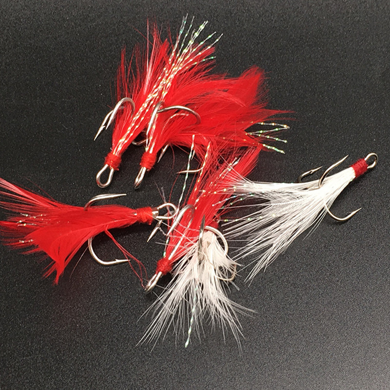 Câu Cá Móc Treble Dụ Đỏ Trắng  - đánh giá và giá Fishing Hook Size