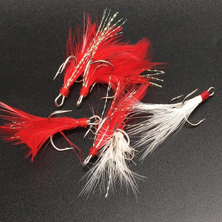 Câu Cá Móc Treble Dụ Đỏ Trắng  - đánh giá và giá Fishing Hook Size